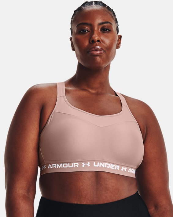 Women's Armour® High Crossback Sports Bra, Pink, pdpMainDesktop image number 3